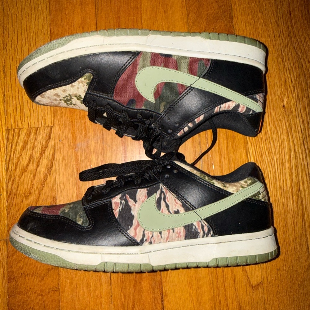 Camouflage and Black Sneakers size 6Y
